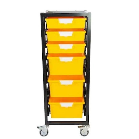 Storsystem Commercial Grade Mobile Bin Storage Cart with 6 Yellow High Impact Polystyrene Bins/Trays CE2097DG-3S3DPY
